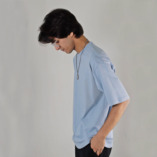 Sky Blue Essential Oversized Drop Shoulders T-Shirt